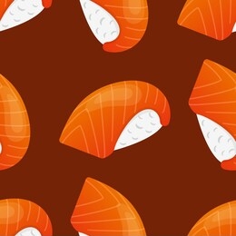 vector seamless pattern with salmon nigiri sushi. beautiful food design elements.