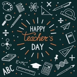 greeting card for teacher's day with chalk on a blackboard. simple vector illustration.
