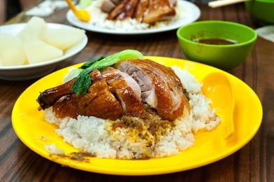 roast duck with rice at a local hong kong restaurant