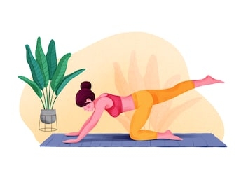 young woman woman doing yoga for yoga day celebration. illustration isolated on white background.