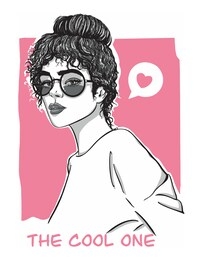 fashion girl portrait with sunglasses and slogan, for t-shirt prints and other uses.