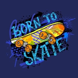 urban style modern t-shirt with  skateboards and graffiti. sport extreme style illustraton for guys.