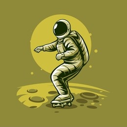 astronaut skateboarding on planet vector illustration