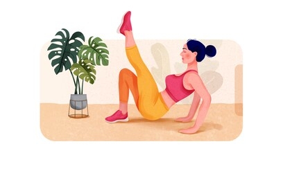 smart fitness. smart phone online exercise/yoga session at home. creative poster or banner design with illustration of woman doing yoga for yoga day celebration.