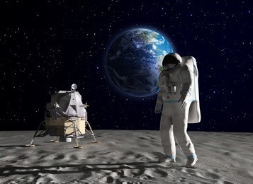 an astronaut on the surface of the moon