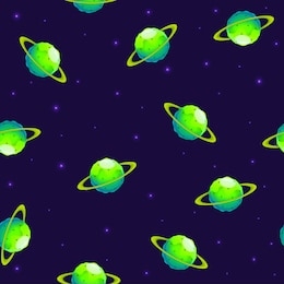 seamless pattern of cartoon planets. colorful set of isolated objects. space background. colorful universe. game design. fantasy space planets for ui galaxy game. eps 10.