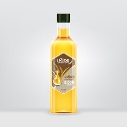 rice bran oil bottle and label packaging vector template.