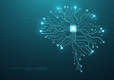 technological brain and machine learning concept. abstract circuit board. digital innovation background