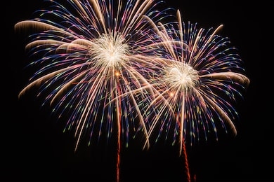 beautiful fireworks display at joso kinugawa fireworks festival