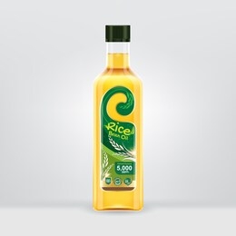 rice bran oil bottle vector label for packaging template.