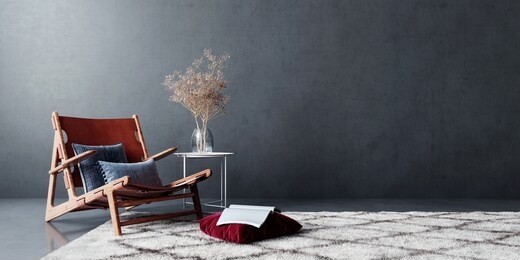 modern interior design with brown leather armchair and decoration 3d rendering, 3d illustration