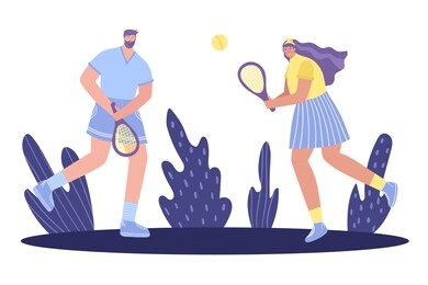
the game of tennis. man and woman play tennis. vector illustration.