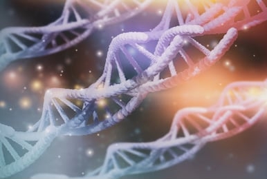 blurred-close up dna structure molecule chain macro through microscope view,concept medical and genetics,abstract 3d rendering illustration, science biotechnology human cell in laboratory biochemistry