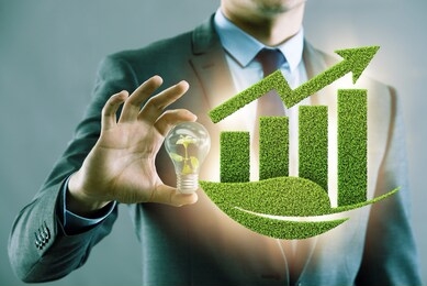 green economy growth concept with businessman