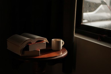 coffee morning and book at home with the sunlight
