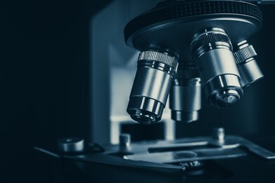 microscope close-up in science laboratory