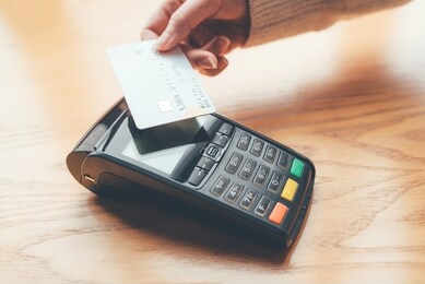 contactless payment for purchases by card. online shopping concept.