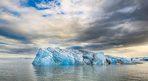 jokulsarlon glacier lagoon in iceland during sunset