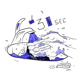 personal hygiene, disease prevention and healthcare educational infographic: how long wash your hands with soap. blue and white modern art