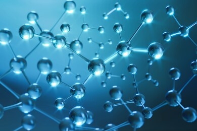 science background with molecule or atom, abstract structure for science or medical background, 3d illustration.