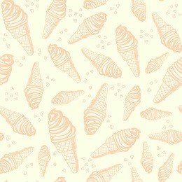 perfect seamless pattern with ice cream cones hand drawn in vector.