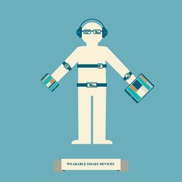 smart devices infographics with trendy wearable smart electronics. eps10 vector illustration.