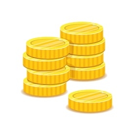 golden coins stacks, metal money realistic illustration