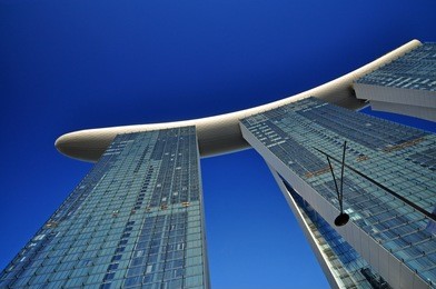 marina bay sands on blue sky background, singapore