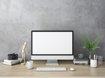 computer on table. 3d rendering