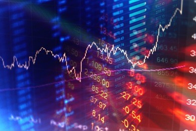 financial data on a monitor. finance data concept.