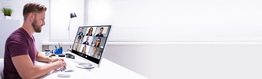 work from home video conferencing on computer