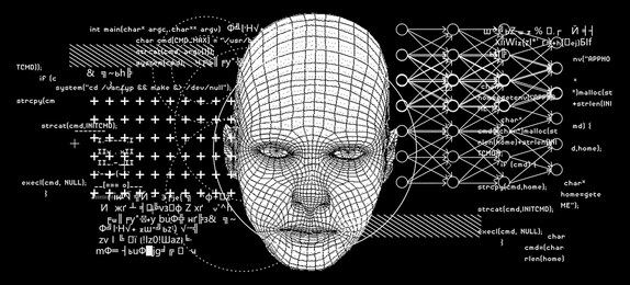 silhouette of a human head. conceptual image of ai (artificial intelligence), vr (virtual reality), deep learning  and face recognition systems. cyberpunk style vector illustration.