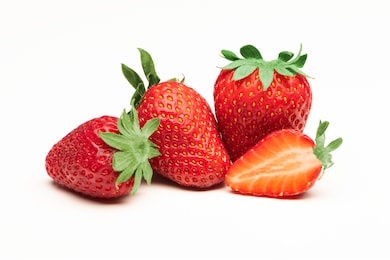 fresh, red and tasty strawberries isolated on a white background