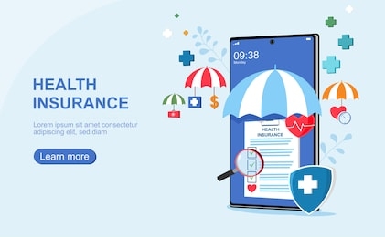 health insurance online concept. healthcare on mobile.healthcare, finance and medical service. vector illustration about health insurance.