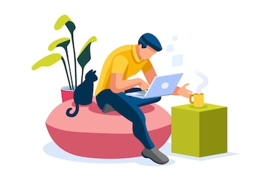 home with boy working in isolation. homes equipment to working home. education on smart home for smart man, homes digital work. clothes for homes life isolated cartoon character vector illustration