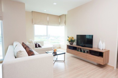 white living-room in condominium.
