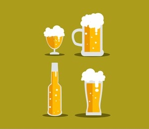 set of beer vector. alcohol drink illustration vector. isolated design.