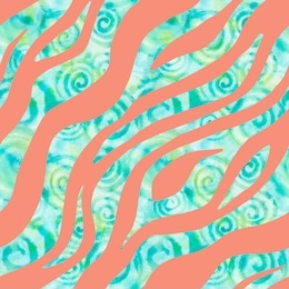 watercolor coral-blue zebra stripes background with splashes, drops. seamless pattern.hand-painted texture. watercolor stock illustration. design for backgrounds, wallpapers, textile, covers.