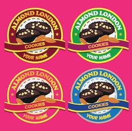 almond london biscuits sticker templates. famous malaysian biscuits during eid mubarak. vector illustration