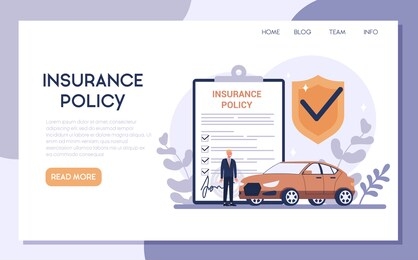 car insurance web banner or landing page. idea of security and protection of property and life from damage. safety from disaster. isolated flat vector illustration