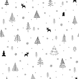 christmas trees seamless pattern. christmas seamless pattern with trees and elements of decor. set of christmas trees drawn by hand inks.