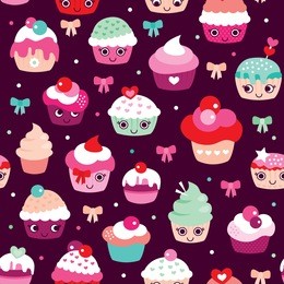 seamless happy cupcake birthday party illustration background pattern in vector