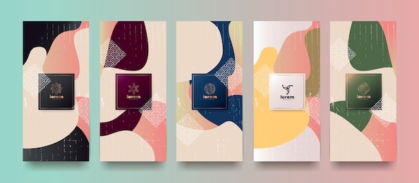 vector set packaging templates japanese of nature luxury or premium products.logo design with trendy linear style.voucher, flyer, brochure.menu book cover japan style vector illustration.