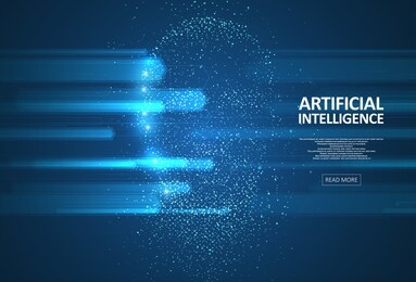 artificial intelligence illustration. artificial intelligence and machine learning concept. digital computer code of robot face. graphic concept for your design
