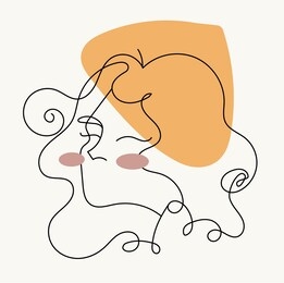 modern abstract face.silhouette of a girl in a linear style. pastel colors. fashion poster in the style of minimalism. contour. vector isolated trendy illustrations with abstract backgrounds