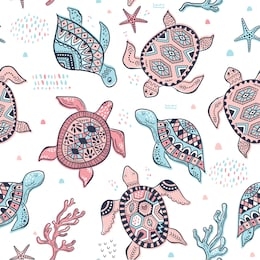 seamless vector pattern with cute sea turtles. perfect for kids design, fabric, wrapping, wallpaper, textile, apparel
