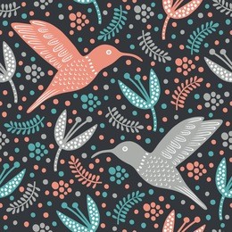 hummingbird seamless pattern 