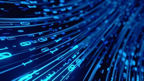 3d rendering of abstract fast moving binary computer data. high speed motion blur. concept of leading in business, hi tech products, business plan, goals and achievement, advanced technology evolution