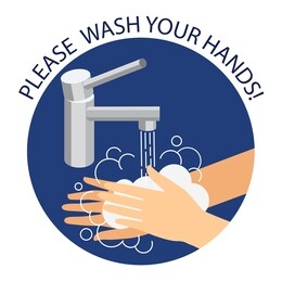 wash your hands illustration. washing hands with liquid soap. can be used as print, web or magazine illustration, sticker, and so on.