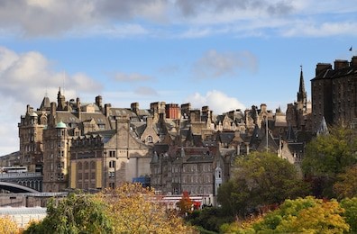 architectural detail in the old town in edinburgh, scotland